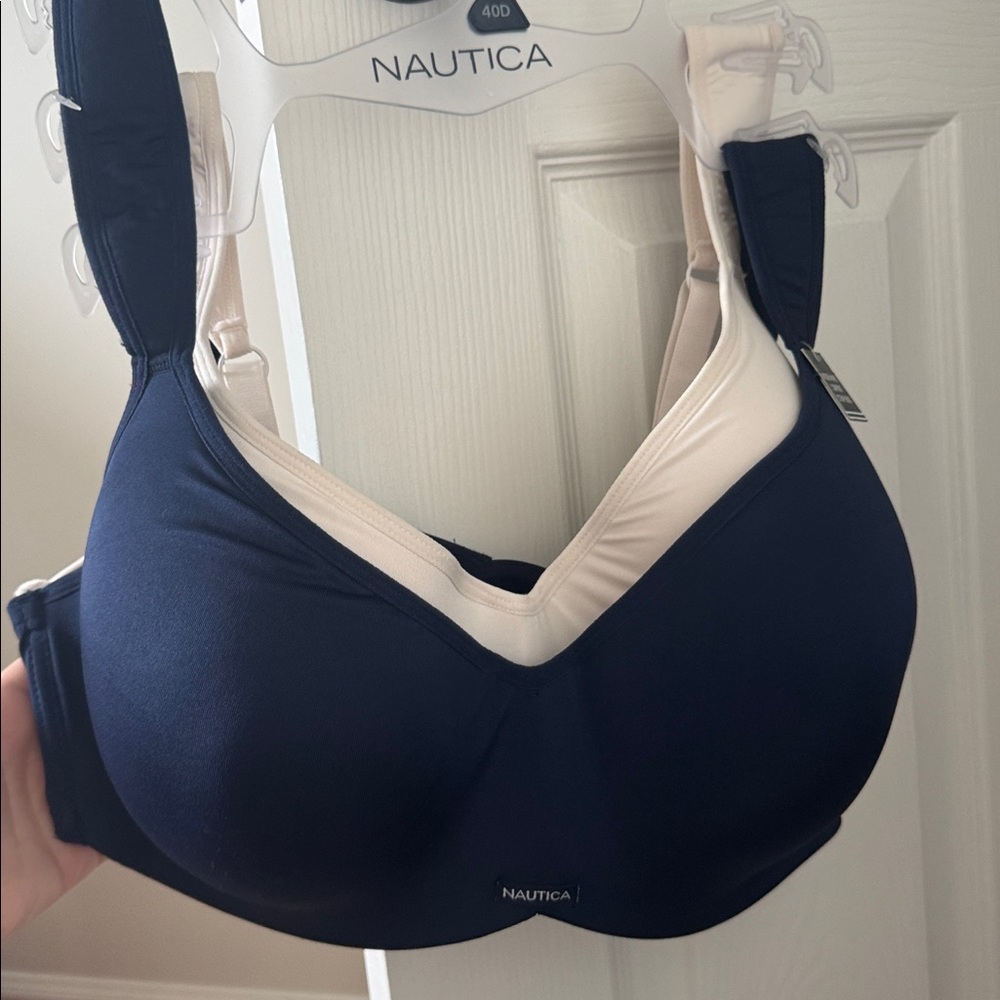 NWT Nautica Women's Navy and Cream Bra size 40D